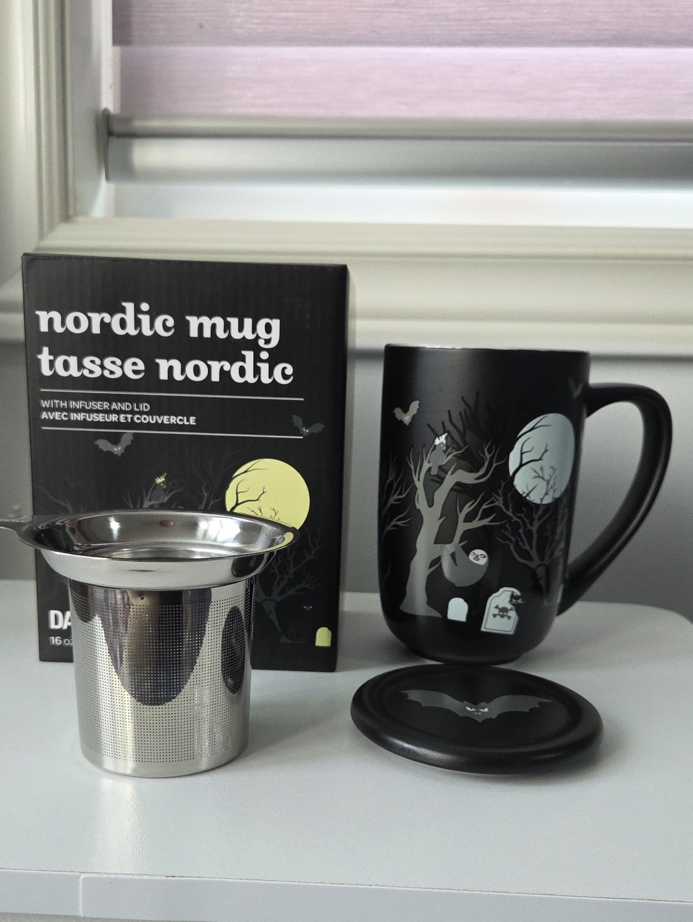 NIB Davidstea GRAVEYARD GLOW IN THE DARK Halloween Nordic Mug Davids Tea